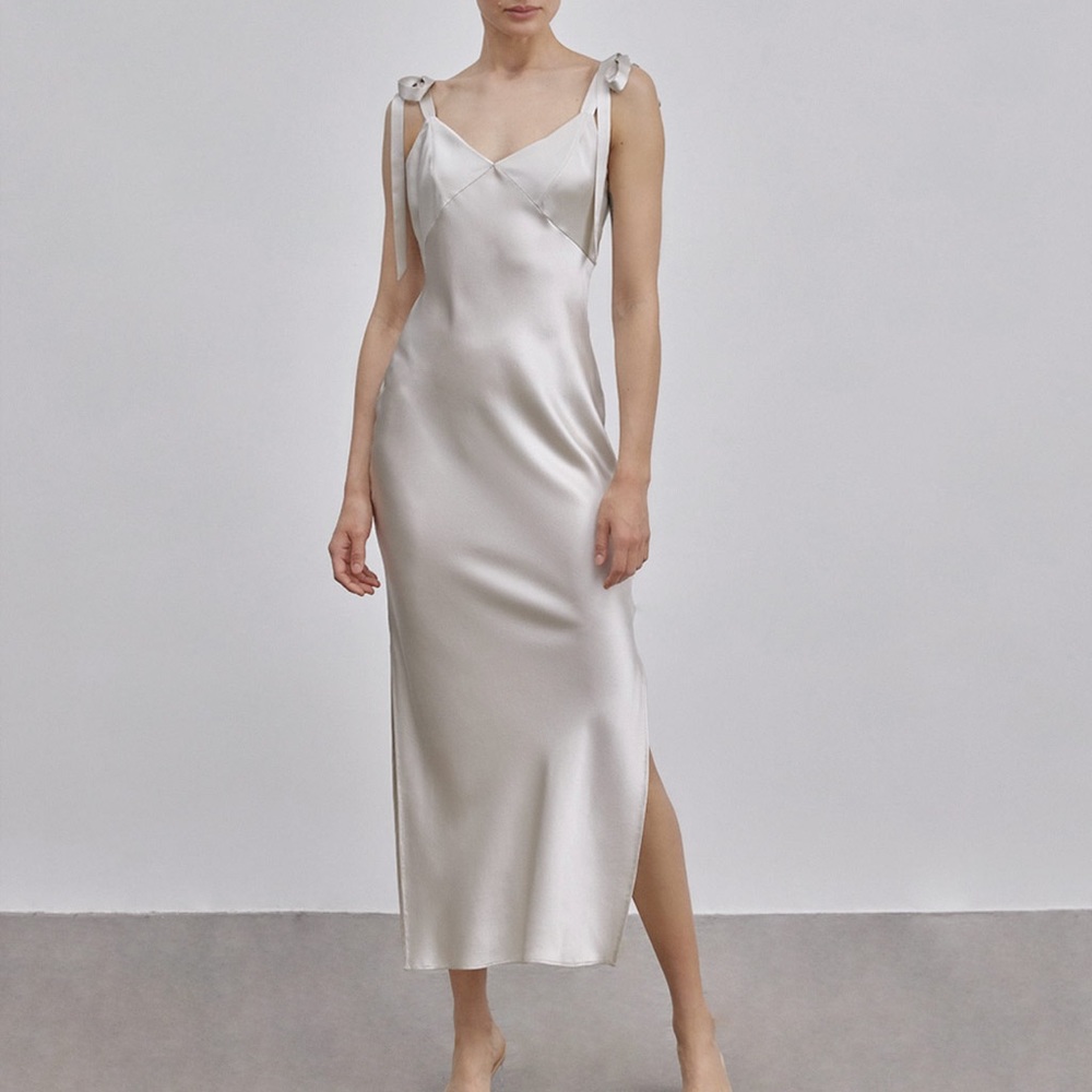 Silk Maison Empire Line Strap Silk Maxi Dress